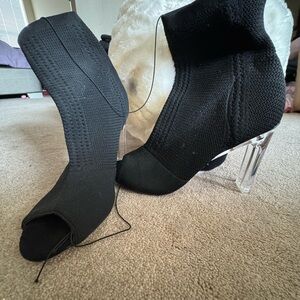 Elegant Black sock Knit Ankle Boots